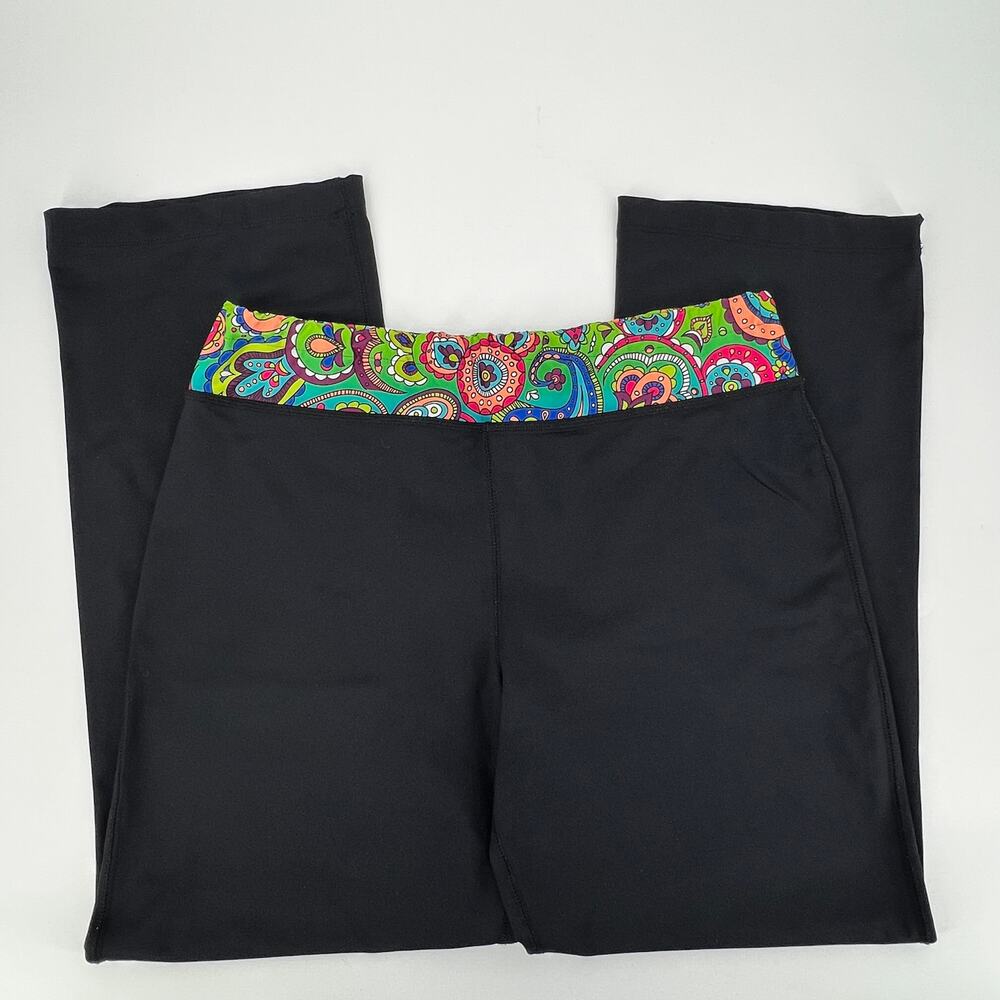 Disney Parks Womens Yoga Pants Leggings Mickey Mouse Black Paisley Waist Size XL